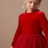 Elsie Red Velvet Tuelle Dress - Image 3